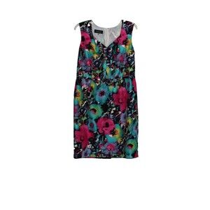 Evan Picone Black Label Floral Sleeveless Sheath Dress Size 16